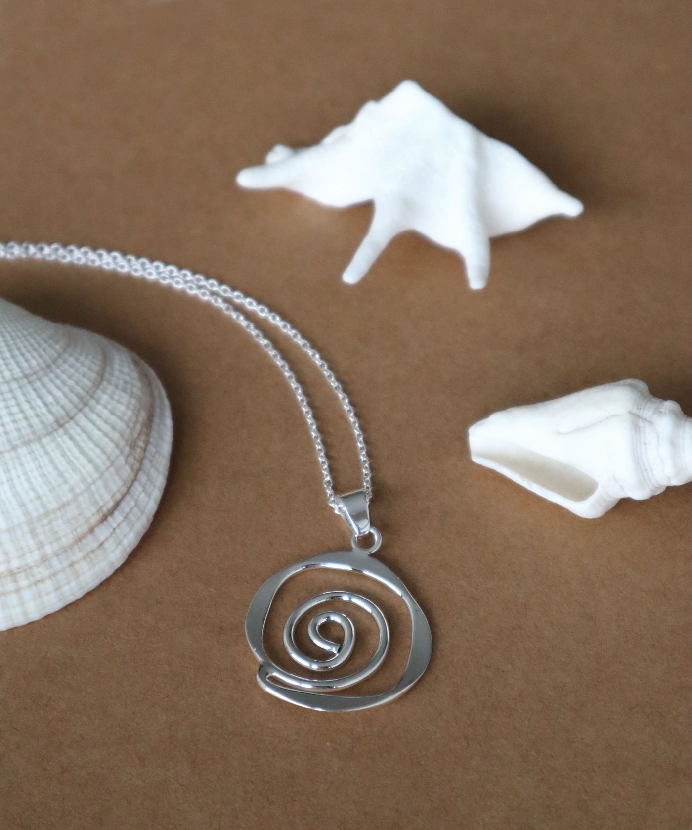 Sterling Silver Sculptured Spiral Pendant Necklace