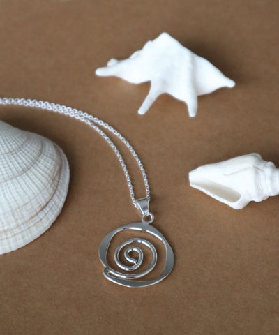Sterling Silver Sculptured Spiral Pendant Necklace