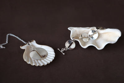 Sterling Silver Shiny Texturised Pendant Necklace