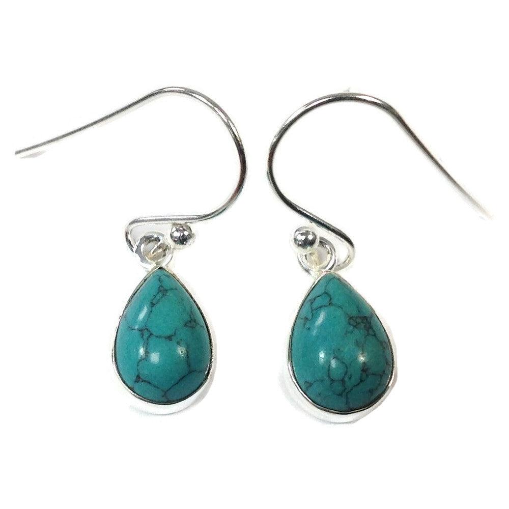 Sterling Silver Turquoise Teardrop Earrings - Rococo Jewellery