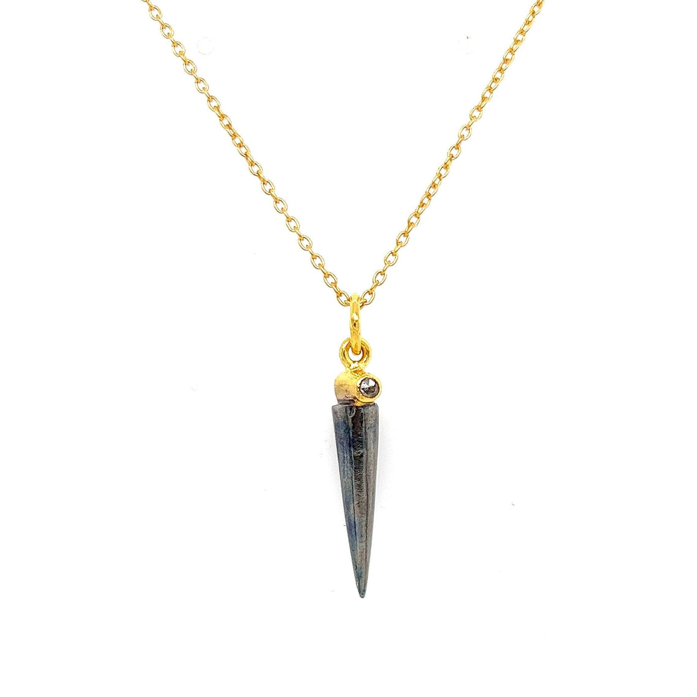 Gold Diamond Cone Pendant - Rococo Jewellery
