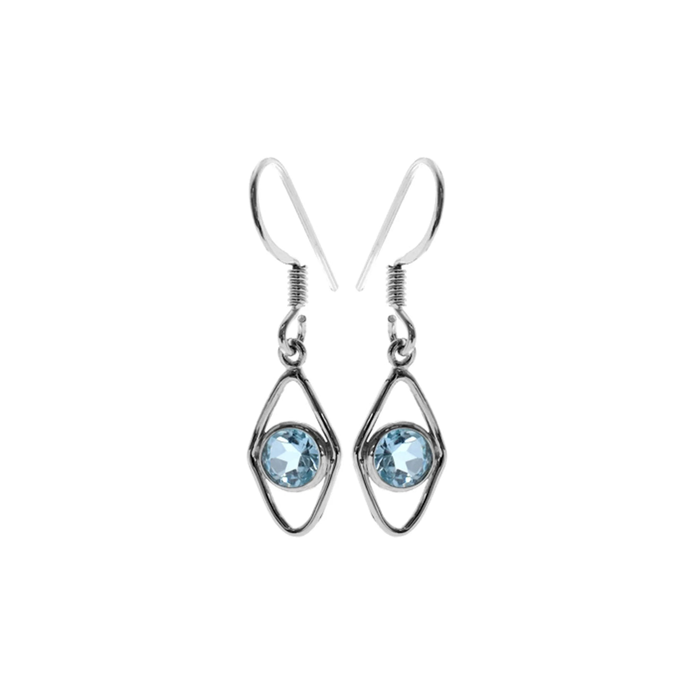 Sterling Silver Blue Topaz Kite Drop Earrings