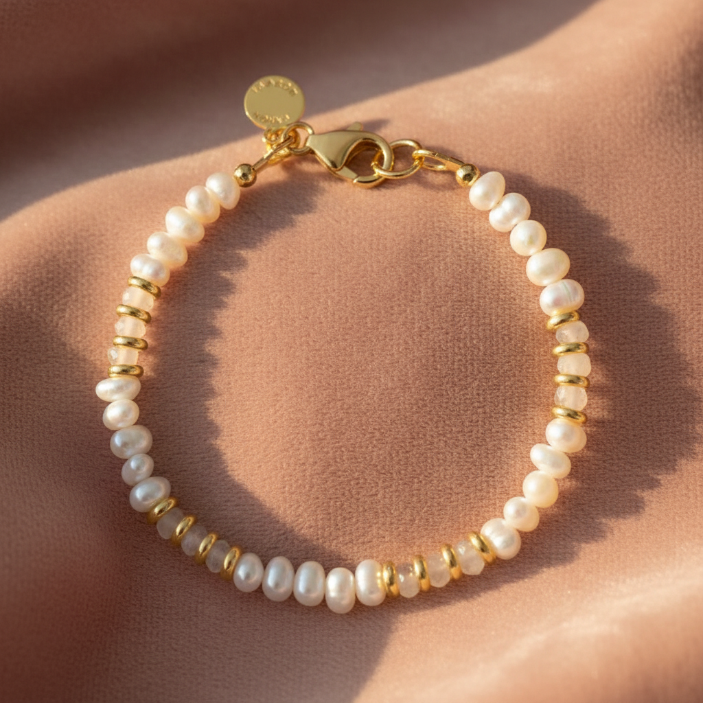 Yaron Morhaim Gold Pearl and Moonstone Bracelet