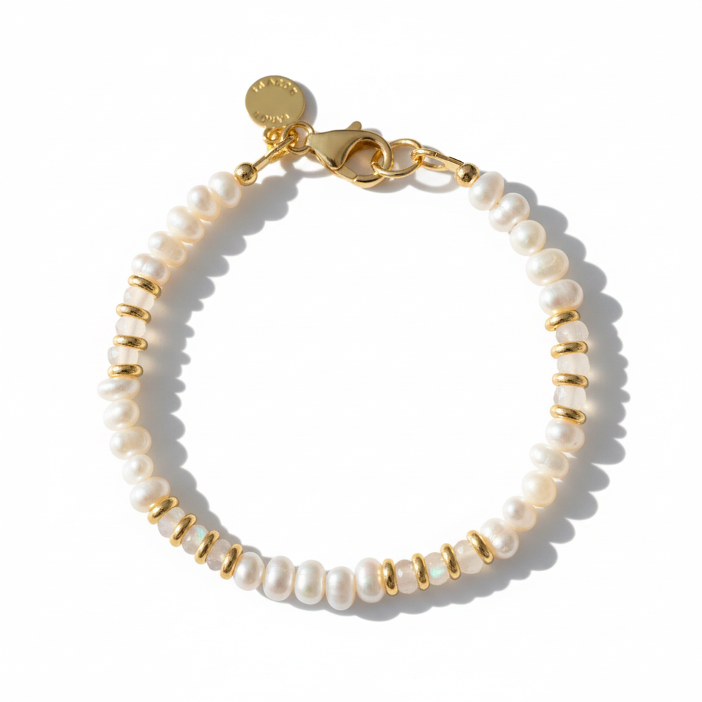 Yaron Morhaim Gold Pearl and Moonstone Bracelet