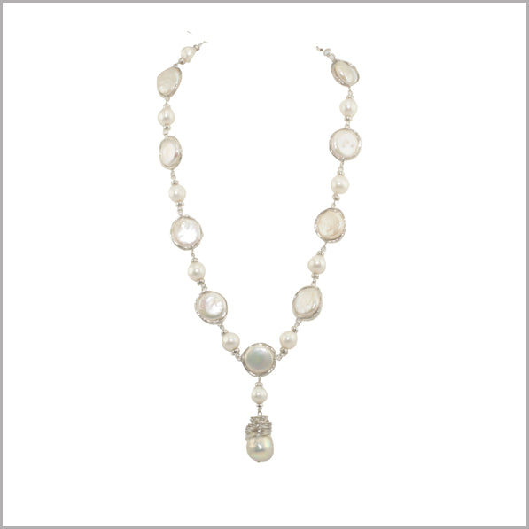 Sterling Silver Baroque Pearls Necklace