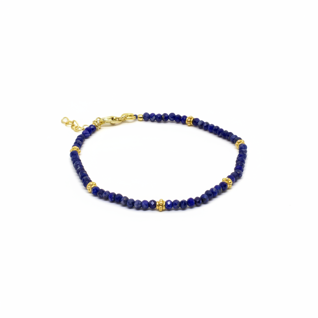 Gold Lapis Lazuli Beaded Bracelet