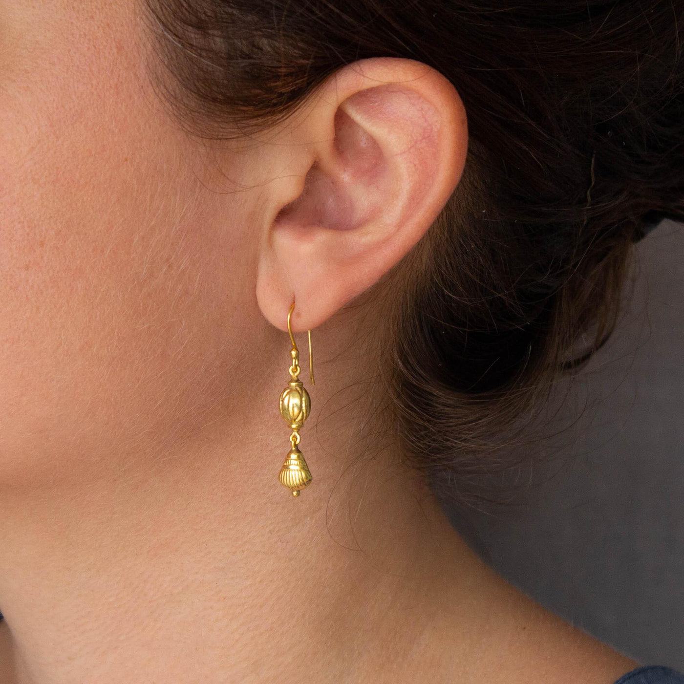 Gold Seashell Drop Earrings - Rococo Jewellery