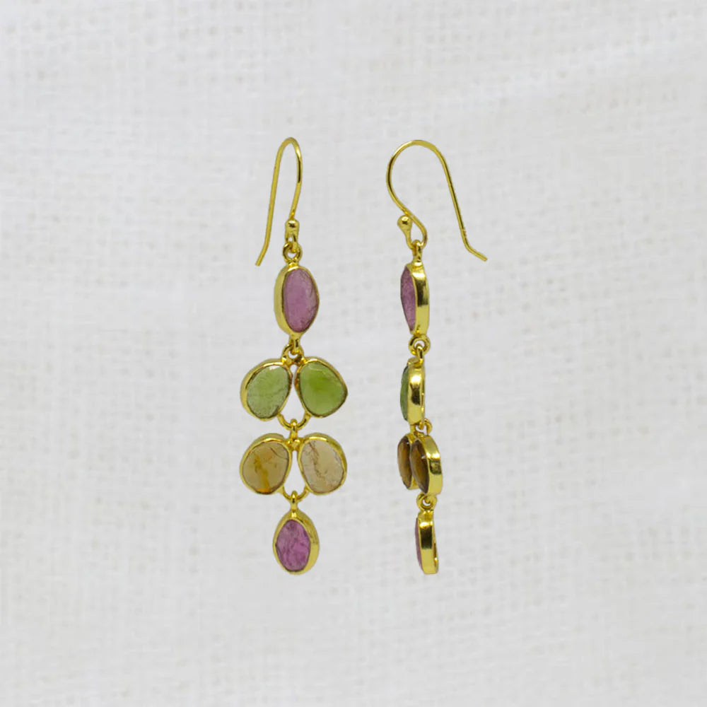 18ct Gold Vermeil Tourmaline Chandelier Drop Earrings