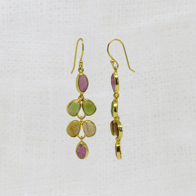 18ct Gold Vermeil Tourmaline Chandelier Drop Earrings