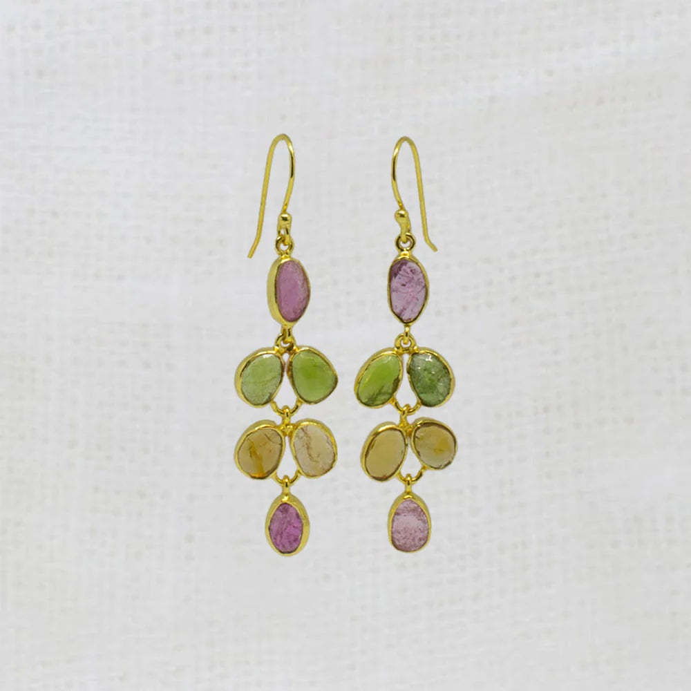 18ct Gold Vermeil Tourmaline Chandelier Drop Earrings