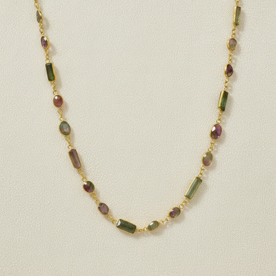 18ct Gold Vermeil Watermelon Tourmaline Necklace