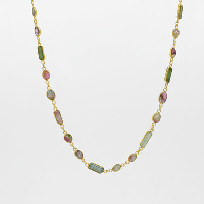 18ct Gold Vermeil Watermelon Tourmaline Necklace