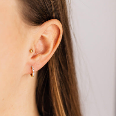 12mm 9ct Gold Hoop Earrings with Cubic Zirconia - Rococo Jewellery