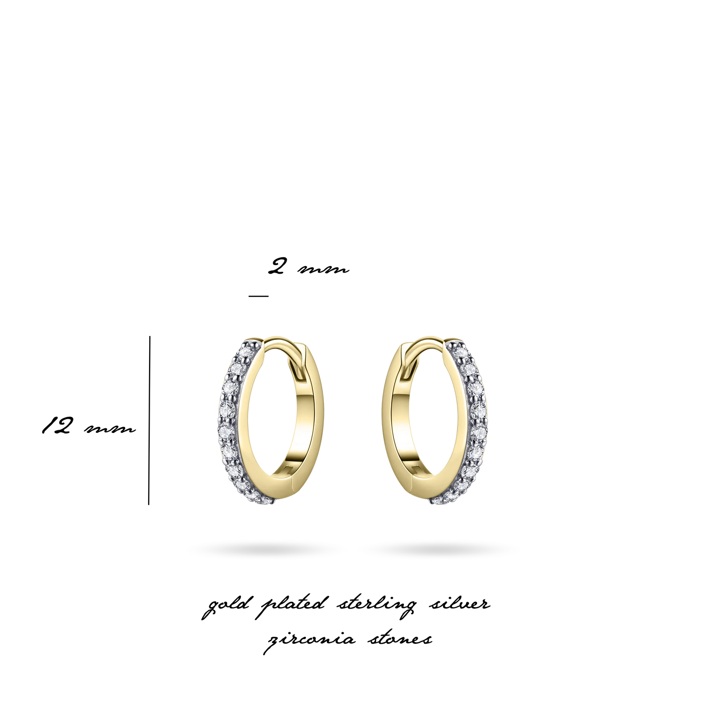Every Day Yellow Gold Plated CZ Pave Hoop Earrings