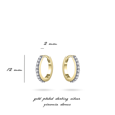 Every Day Yellow Gold Plated CZ Pave Hoop Earrings