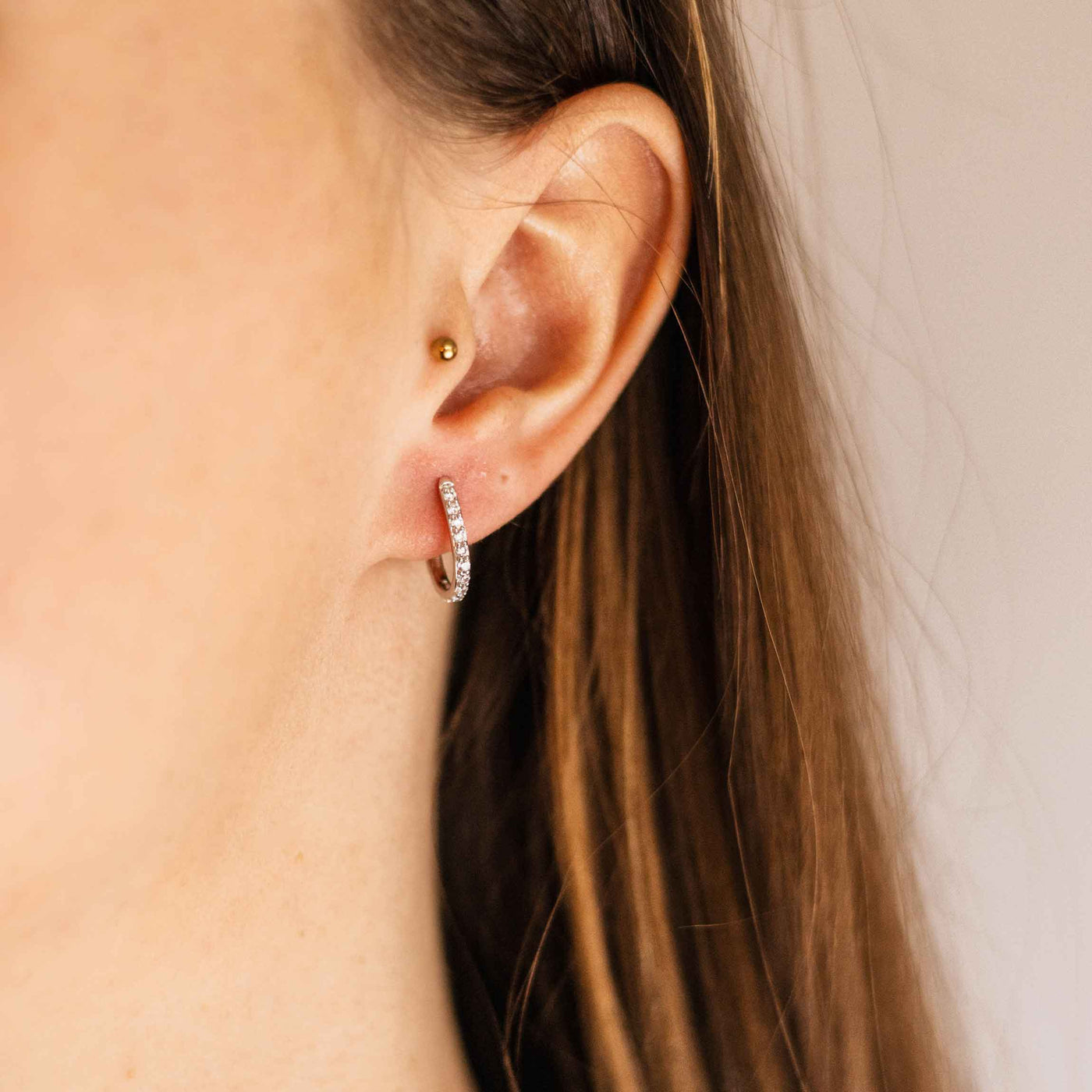 Sterling Silver Cubic Zirconia Oval Hoop Earrings