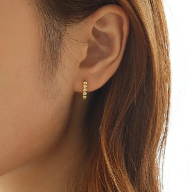 Gold Vermeil Yellow Gold Beaded Hoops