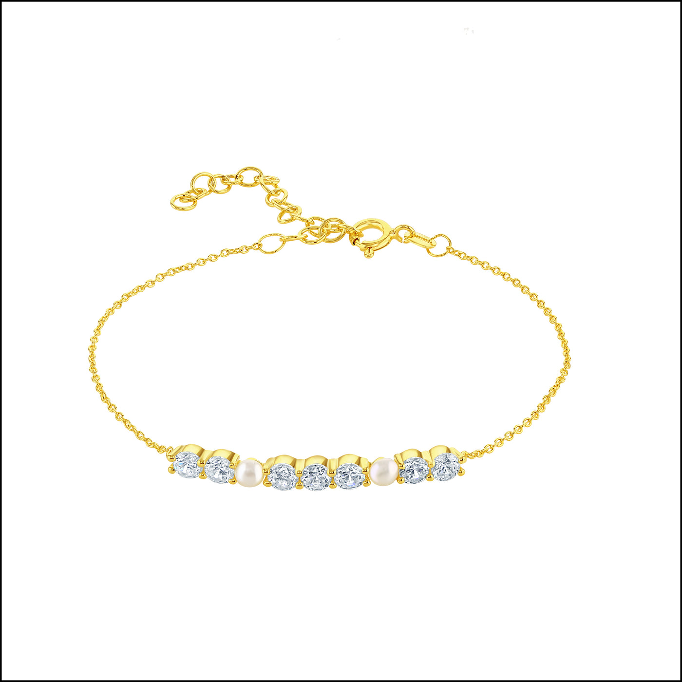 Gold Vermeil Pearl and Cubic Zirconia Bracelet