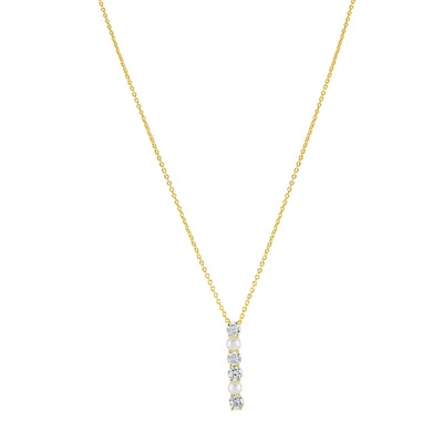 Gold Plated White Pearl and Cubic Zirconia Pendant Necklace