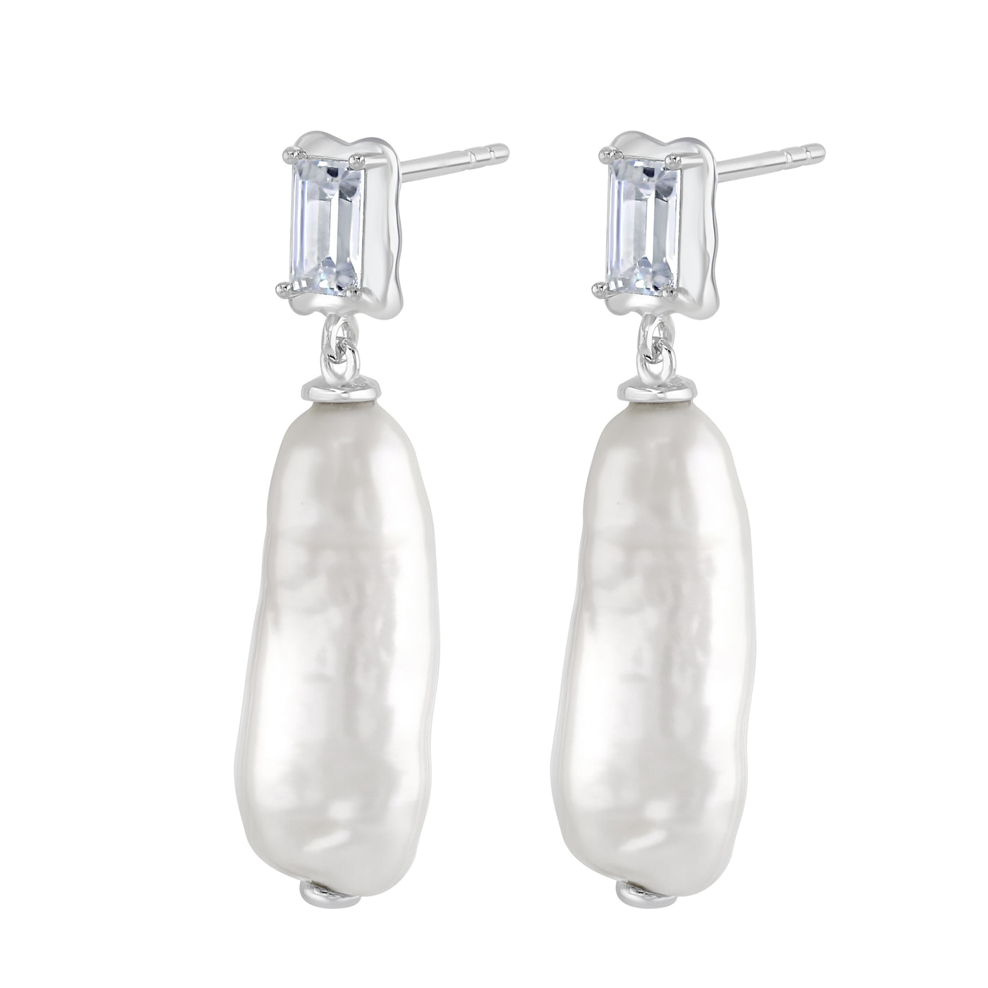 Silver Baroque Pearl Earrings