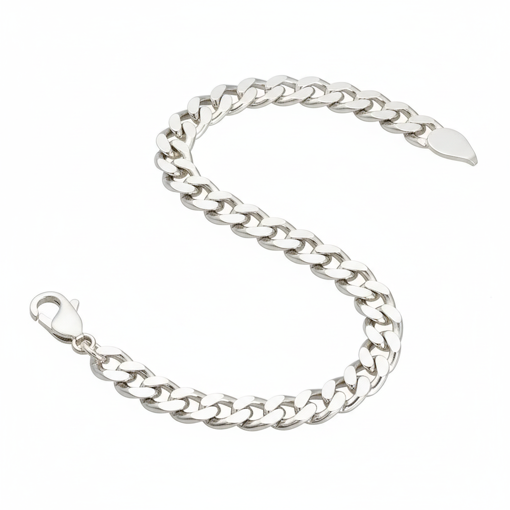 23cm Sterling Silver Flat Curb Bracelet