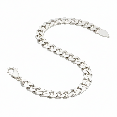 23cm Sterling Silver Flat Curb Bracelet