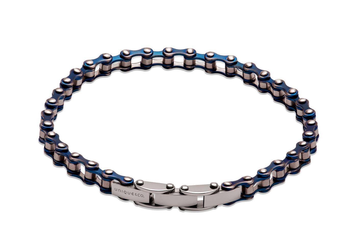 Unique & Co Blue Steel Bike Chain Bracelet - Rococo Jewellery
