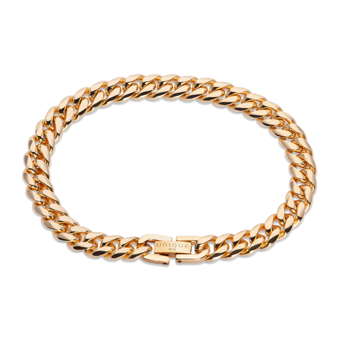 Unique & Co Matte/Polished Yellow Gold Steel Bracelet - Rococo Jewellery