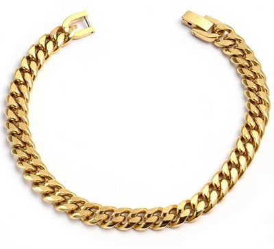 Unique & Co Matte/Polished Yellow Gold Steel Bracelet - Rococo Jewellery