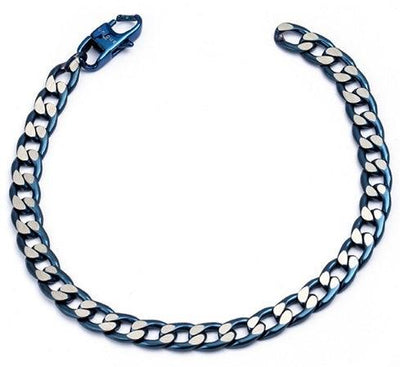 Unique & Co Blue IP Plated Matte Steel Chain Bracelet - Rococo Jewellery