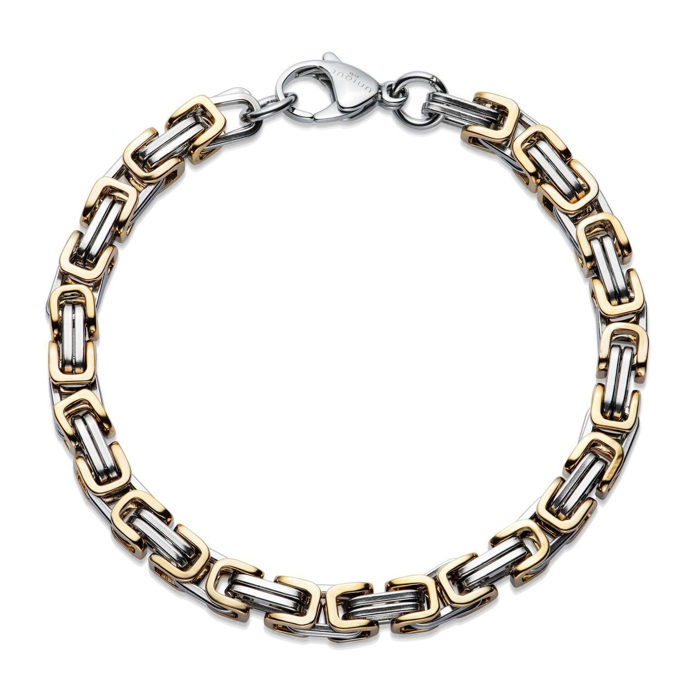 Unique & Co Gold Steel Byzantine Chain Bracelet - Rococo Jewellery
