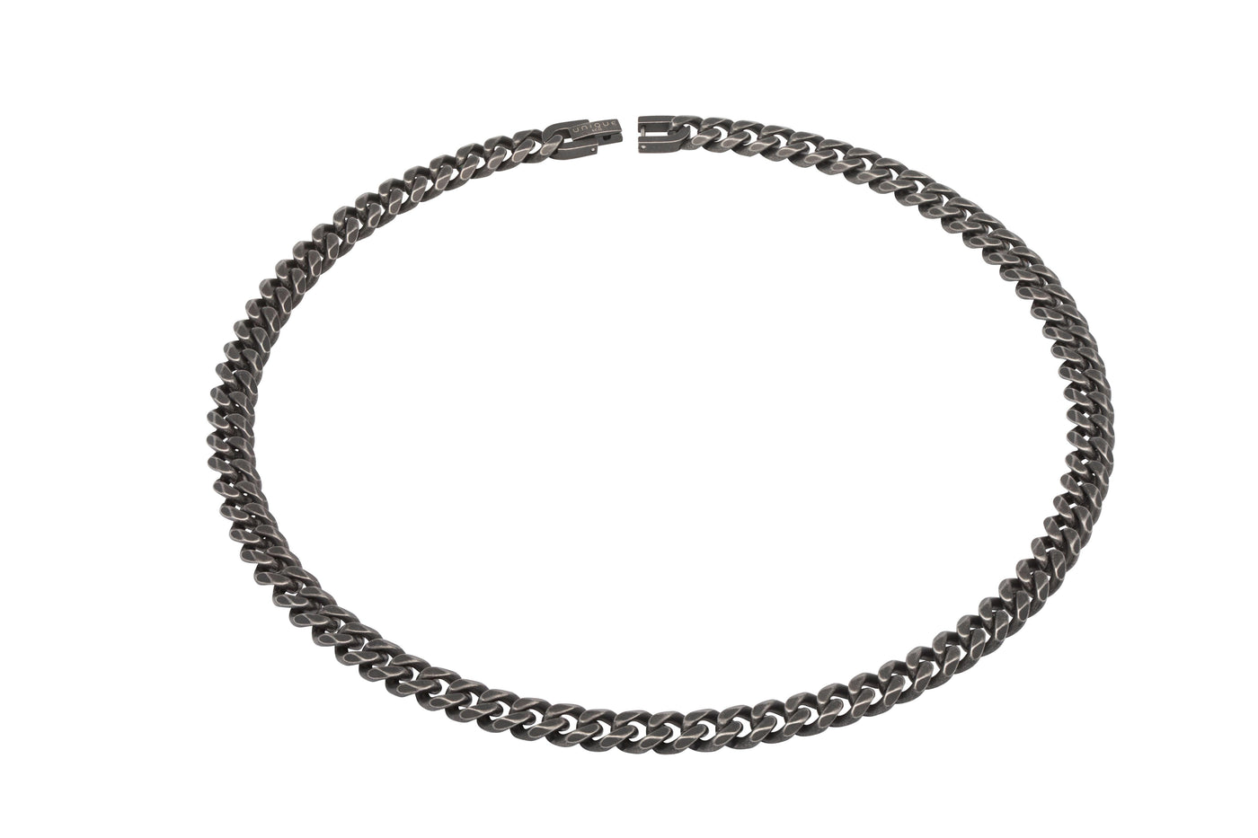 Blackened Stainless Steel Curb Chain Necklace - Rococo Jewellery