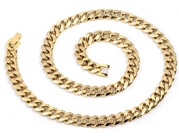 Unique & Co Gold Steel Chain Necklace - Rococo Jewellery