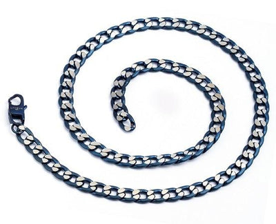 Unique & Co Blue Ip Plated Matte Steel Necklace - Rococo Jewellery
