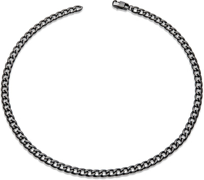 Unique & Co Black Curb Link Steel Necklace - Rococo Jewellery