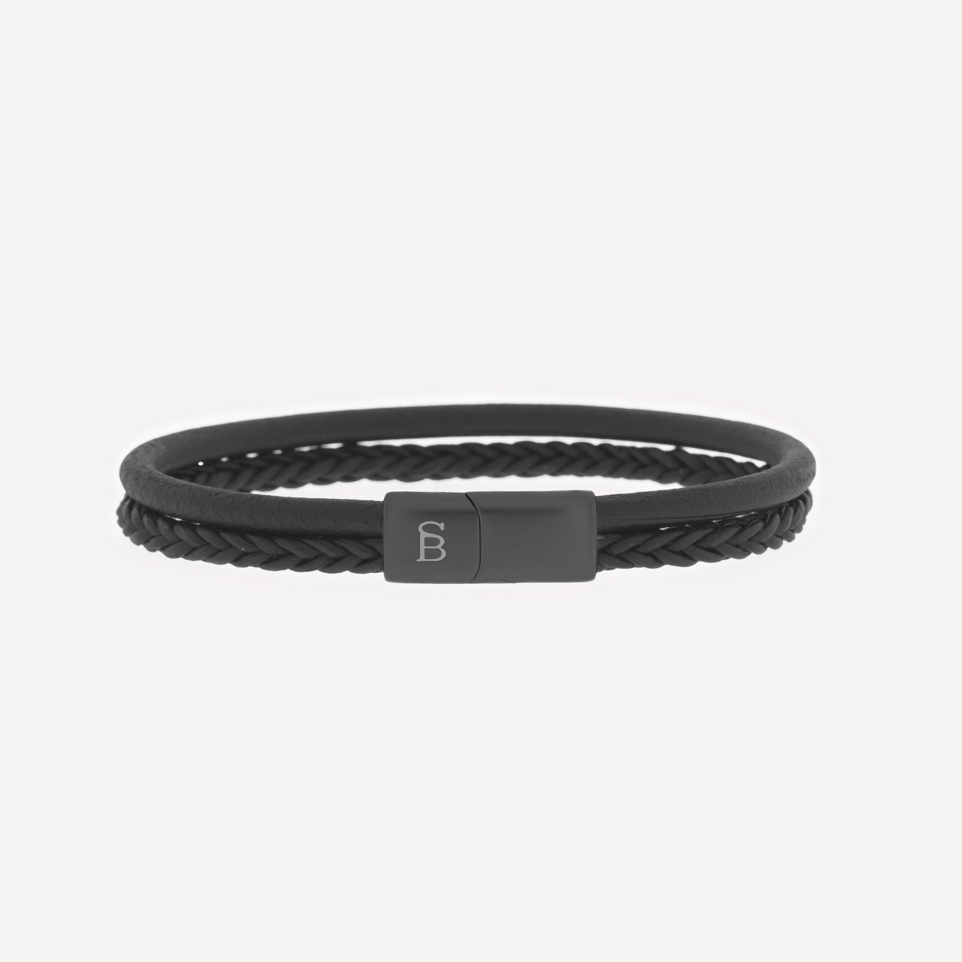 Black Leather Double Layer Bracelet