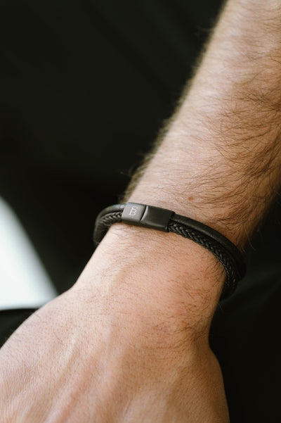 Black Leather Double Layer Bracelet