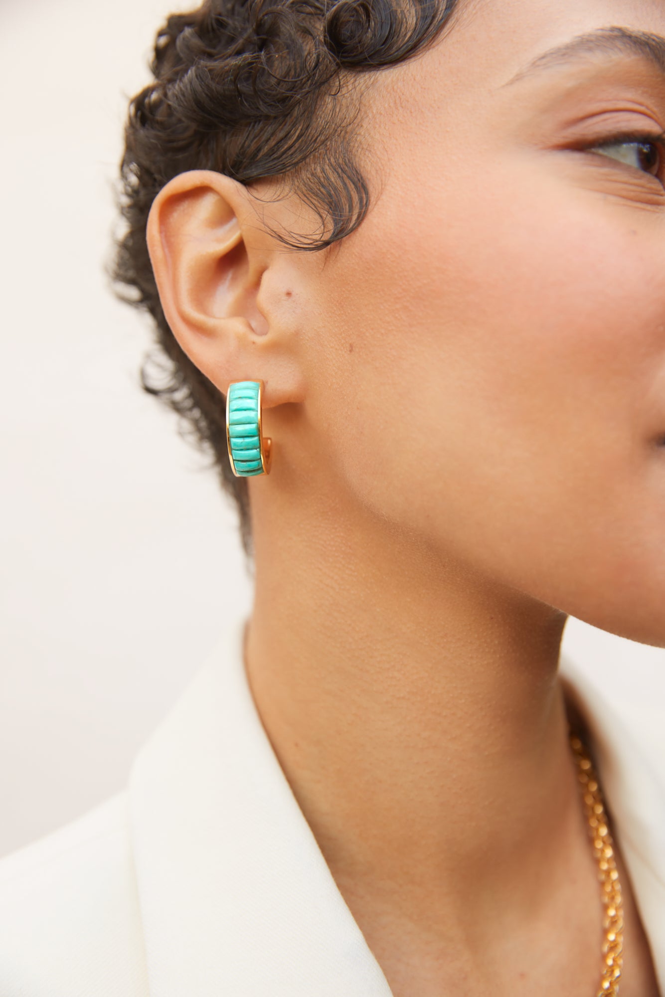 Anna Beck Rectangular Turquoise Multi-Stone Hoop Earrings