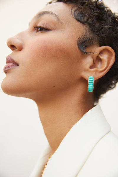 Anna Beck Rectangular Turquoise Multi-Stone Hoop Earrings