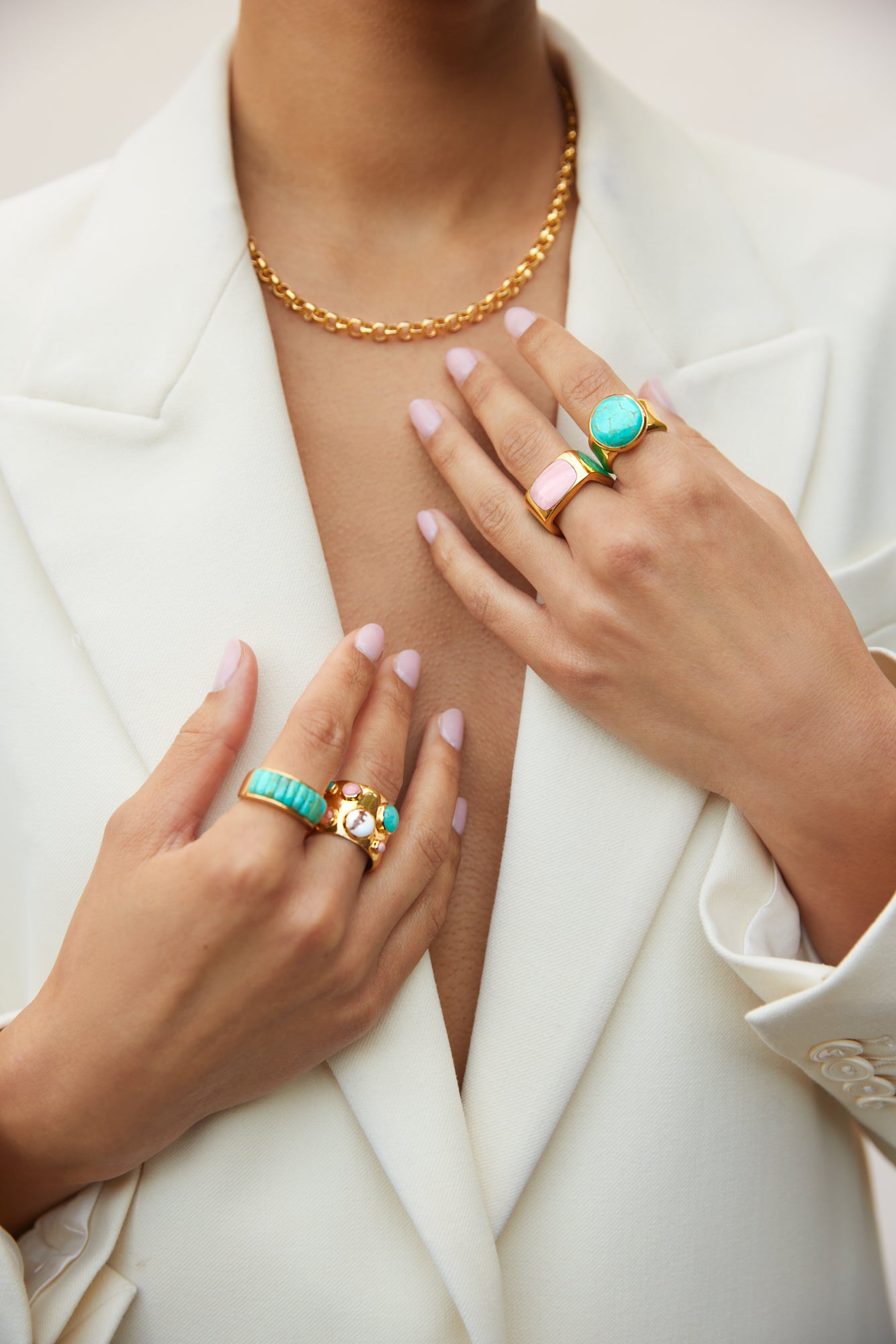 Anna Beck Gold Rectangular Turquoise Multi-Stone Ring