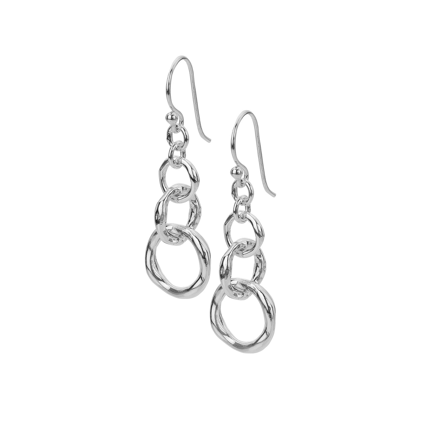 Sea Gems Sterling Silver Linked Rings Drop Earrings