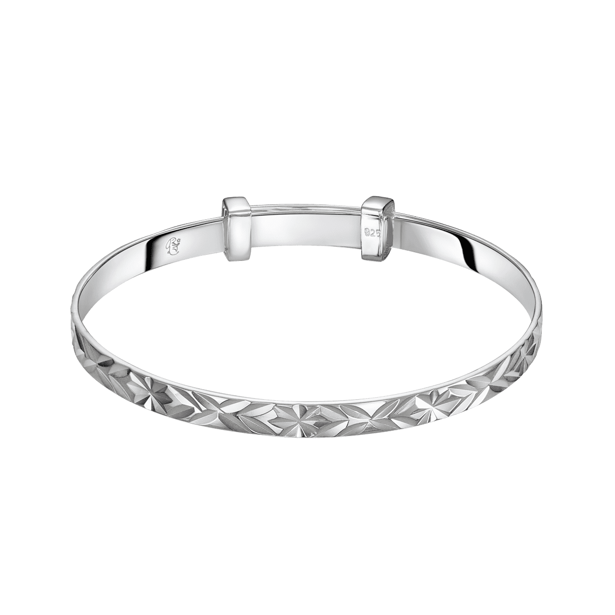 Little Star Sterling Silver Maeve Diamond-Cut Pattern Bangle