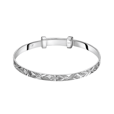 Little Star Sterling Silver Maeve Diamond-Cut Pattern Bangle