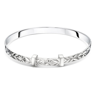 Little Star Sterling Silver Maeve Diamond-Cut Pattern Bangle