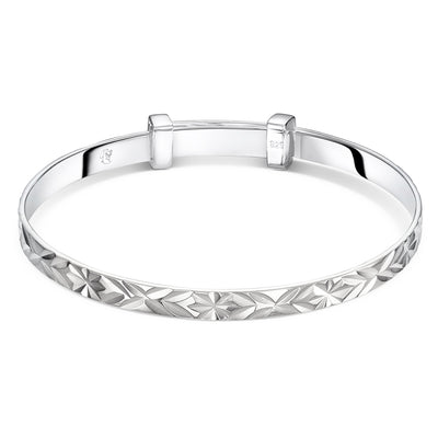 Little Star Sterling Silver Maeve Diamond-Cut Pattern Bangle