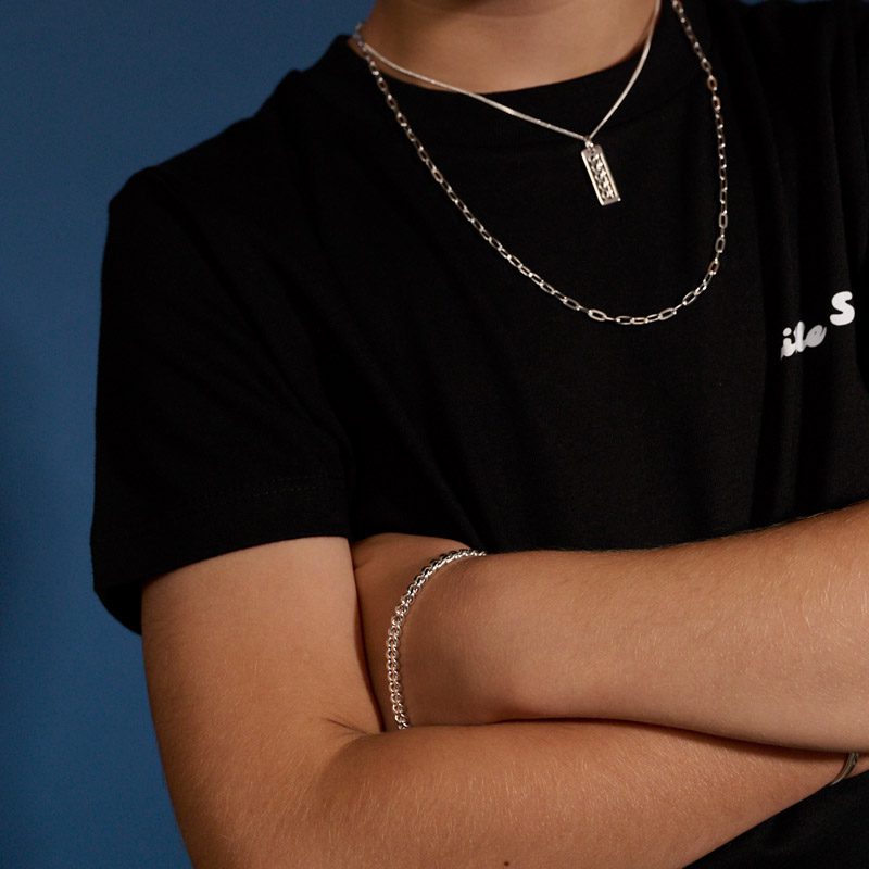 Little Star Sterling Silver Dylan Boys Curb Bracelet