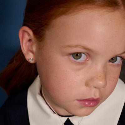 Little Star Silver Mother of Pearl Heart Stud Earrings