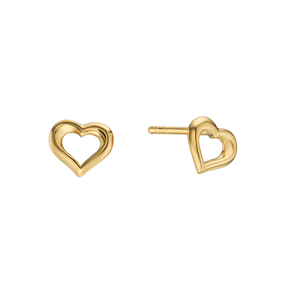 Little Star Gold Vermeil Open Heart Stud Earrings