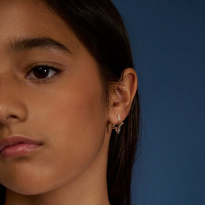 Little Star Sterling Silver Star Hoop Earrings
