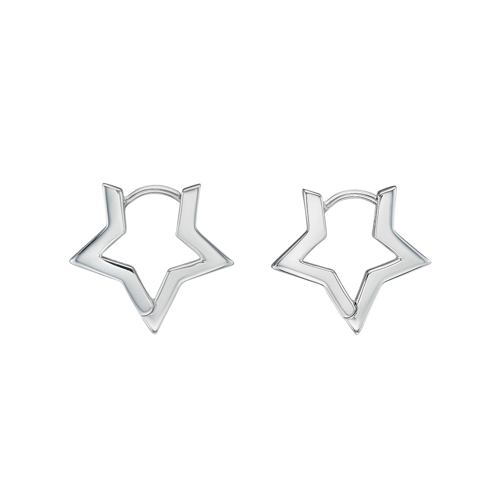Little Star Sterling Silver Star Hoop Earrings